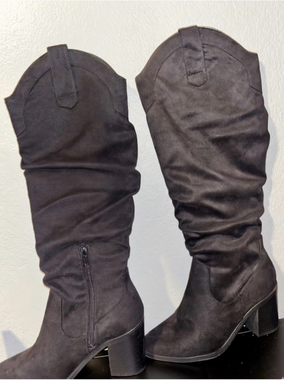 a new day Black Over-the-Knee Slouchy Block Heel Boots